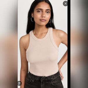 2/$20 REFORMATION Tasha Ribbed Tank Top in Sand Organic Cotton Blend Beige Sz XS